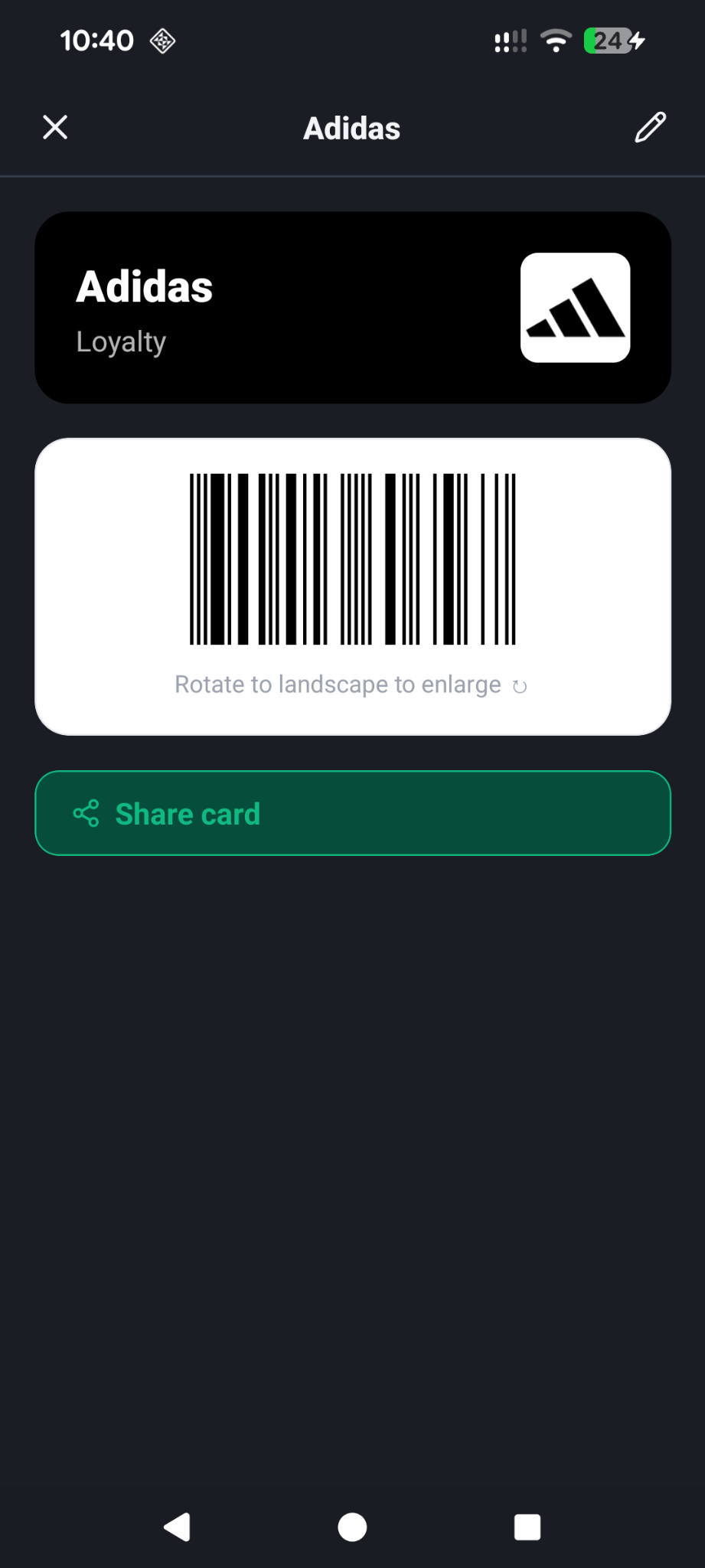 Affichage d’une carte et de son code-barres dans All My Cards